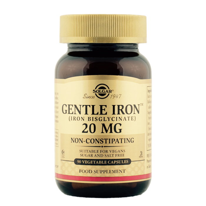 Gentle Iron,kergesti imenduv raud, 20 mg N90 kaps. (Solgar)